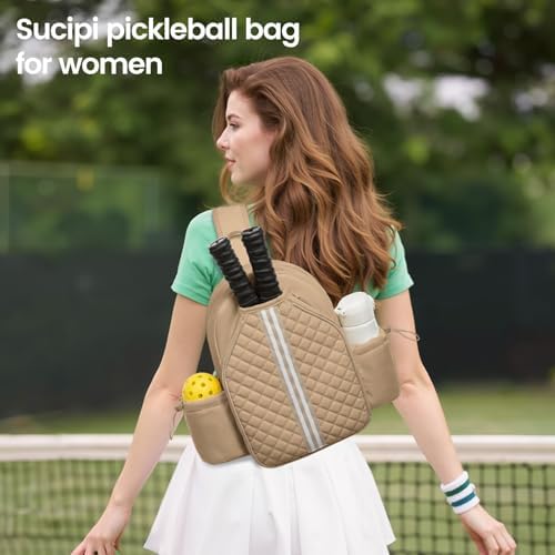 Sucipi Lightweight Pickleball Bags for Women Stylish Quilted Pickleball Paddle Sling Bag Backpack Sucipi Women Lightweig