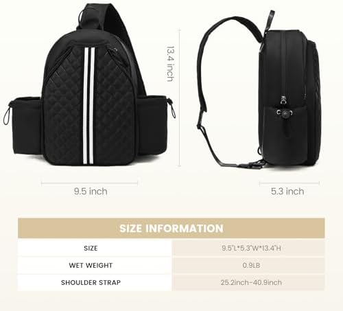 Sucipi Lightweight Pickleball Bags for Women Stylish Quilted Pickleball Paddle Sling Bag Backpack Sucipi Women Lightweig