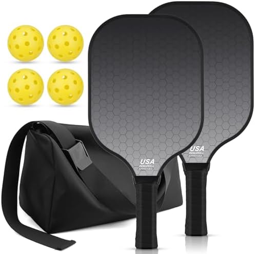 T300 Carbon Fiber Lightweight Pickleball Paddles Set of 2 for Beginner Intermediate Pro Gifts