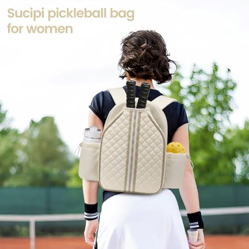 Sucipi Lightweight Pickleball Bags for Women Stylish Quilted Pickleball Paddle Sling Bag Backpack Sucipi Women Lightweig