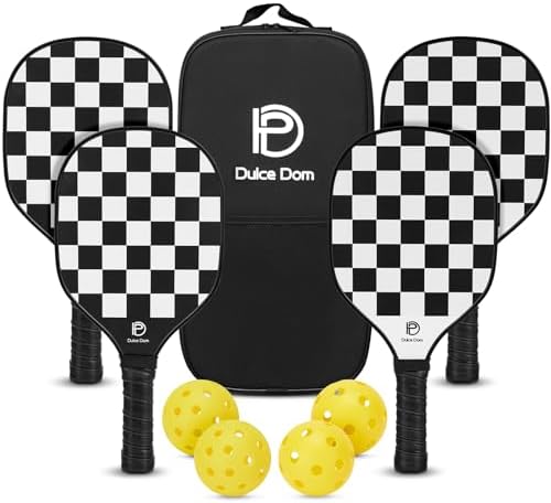 Dulce Dom Pickleball Paddles Set of 4 - USAPA Approved, Fiberglass/Carbon Fiber Pickleball Rackets, Perfect for Beginner