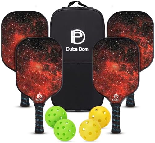 Dulce Dom Pickleball Paddles Set of 4 - USAPA Approved, Fiberglass/Carbon Fiber Pickleball Rackets, Perfect for Beginner