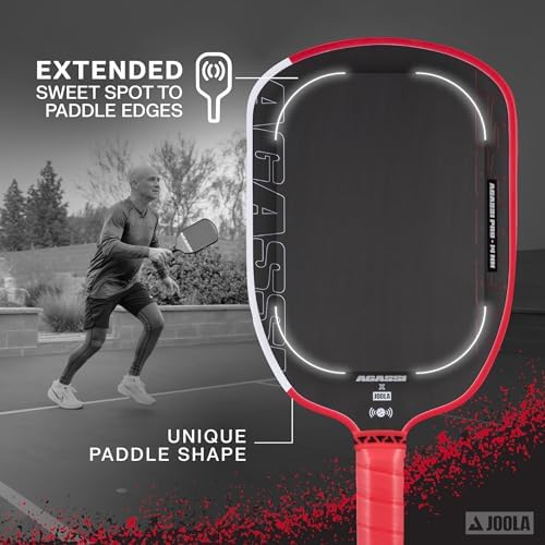 JOOLA Agassi PRO IV Pickleball Paddle - Carbon Fiber Surface Increases Spin & Control - UPA-A Certified - SK Film for Po