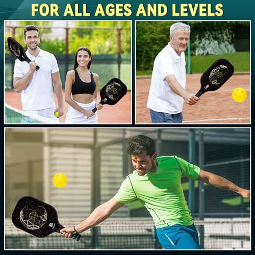 Dulce Dom Pickleball Paddles Set of 4 - USAPA Approved, Fiberglass/Carbon Fiber Pickleball Rackets, Perfect for Beginner
