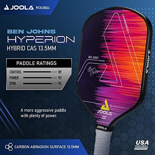 JOOLA Hyperion Pickleball Paddle - Carbon Abrasion Surface for Increased Power and Spin - Elongated Grip Handle - USAP A - Image 2