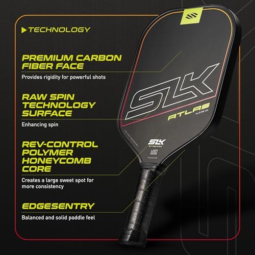 SLK Omega & Atlas Pickleball Paddles | Dual Carbon & Raw Carbon Fiber Face | Powerful Spin & Control for Pickleball Enth