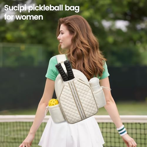 Sucipi Lightweight Pickleball Bags for Women Stylish Quilted Pickleball Paddle Sling Bag Backpack Sucipi Women Lightweig