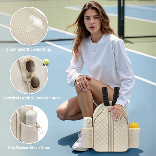 Sucipi Lightweight Pickleball Bags for Women Stylish Quilted Pickleball Paddle Sling Bag Backpack Sucipi Women Lightweig