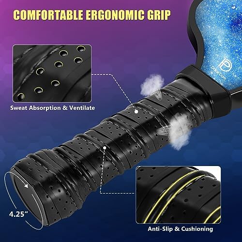 Dulce Dom Pickleball Paddles Set of 4 - USAPA Approved, Fiberglass/Carbon Fiber Pickleball Rackets, Perfect for Beginner