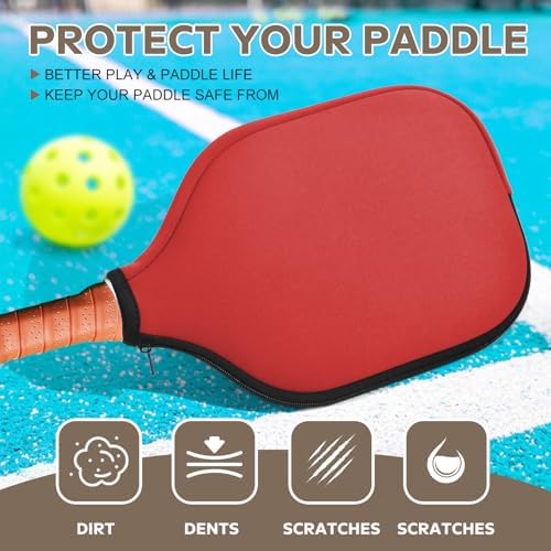 Pickleball Paddle Covers Universal Size Black - Durable Neoprene Storage Bag, 8.6 x 1|2 Inches Zippered Case (Black) P