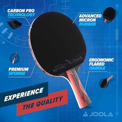 JOOLA Infinity Edge Carbon Pro Tournament Performance Ping Pong Paddle - Advanced Training Black Rubber Table Tennis Ra