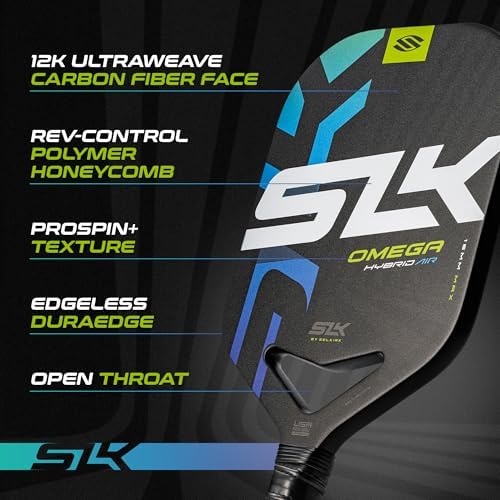 SLK Omega & Atlas Pickleball Paddles | Dual Carbon & Raw Carbon Fiber Face | Powerful Spin & Control for Pickleball Enth