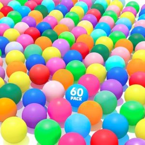 60pcs Multi-Colored Less Bounce 40mm Plastic Ping Pong Balls for Game Party DIY Arts Pet Toy Decor | Multi-Colored Less