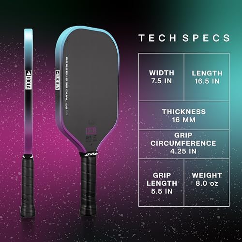 JOOLA 3S Pickleball Paddles - Raw Carbon Fiber Surface - Ben Johns Shapes - Elongated, Wide Body & Aero Curve Designs -