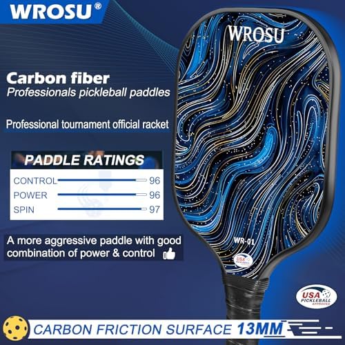 USAPA Approved Carbon Fiber T300 Pickleball Racquet Set for Men, Women, & Kids Light Weight Bag Included