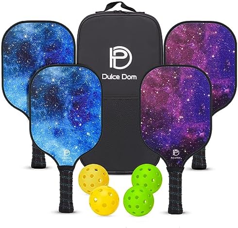 Dulce Dom Pickleball Paddles Set of 4 - USAPA Approved, Fiberglass/Carbon Fiber Pickleball Rackets, Perfect for Beginner
