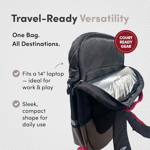 CRBN Pickleball Backpack - Padded Compartment with Space for 3 Paddles, Shoes & More - Pro Team Pickleball Bag