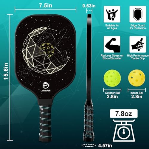 Dulce Dom Pickleball Paddles Set of 4 - USAPA Approved, Fiberglass/Carbon Fiber Pickleball Rackets, Perfect for Beginner