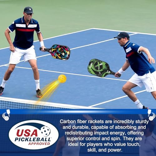 USAPA Approved Carbon Fiber T300 Pickleball Racquet Set for Men, Women, & Kids Light Weight Bag Included