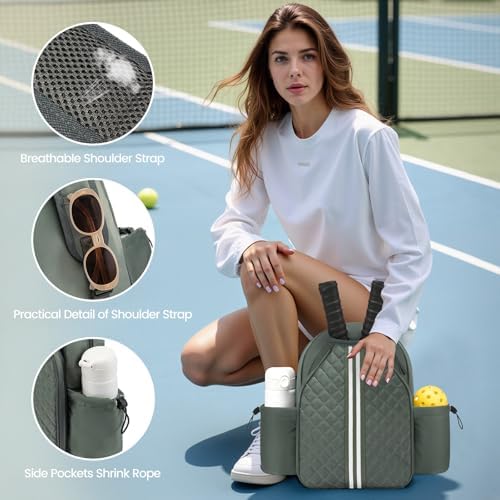 Sucipi Lightweight Pickleball Bags for Women Stylish Quilted Pickleball Paddle Sling Bag Backpack Sucipi Women Lightweig