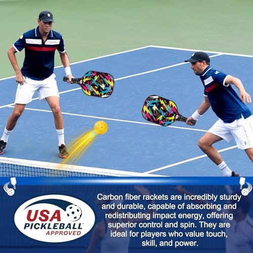 USAPA Approved Carbon Fiber T300 Pickleball Racquet Set for Men, Women, & Kids Light Weight Bag Included