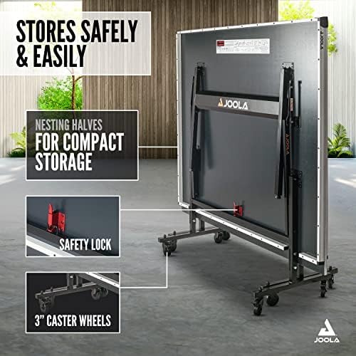 JOOLA Professional Indoor Ping Pong Table with Quick Clamp Net for Quick Assembly and Single Player Mode - Tournament Q