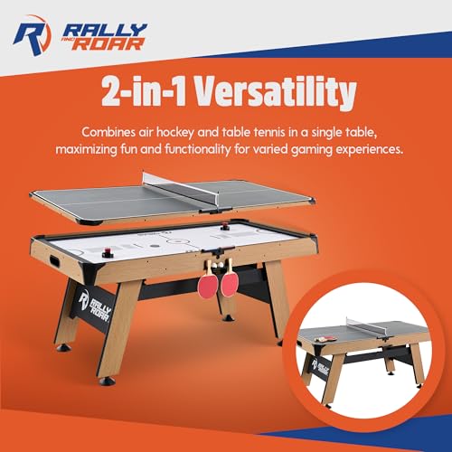 Rally and Roar 72 Inch Air Hockey Table for Kids and Adults with LED Scorer and Table Tennis Top
| Rally and Roar Large - Image 2