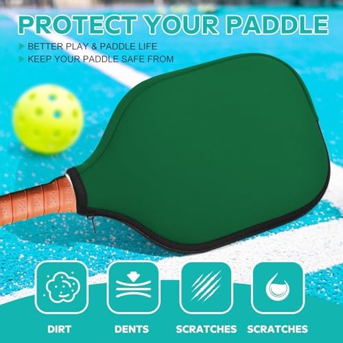 Pickleball Paddle Covers Universal Size Black - Durable Neoprene Storage Bag, 8.6 x 1|2 Inches Zippered Case (Black) P