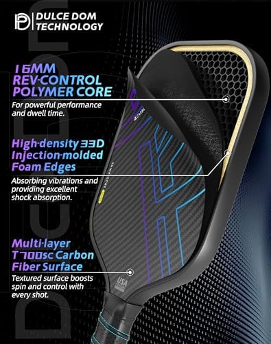 Dulce Dom Pickleball Paddles Set of 4 - USAPA Approved, Fiberglass/Carbon Fiber Pickleball Rackets, Perfect for Beginner