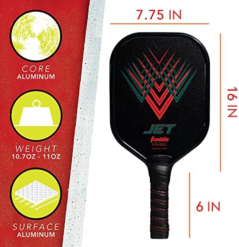 Franklin Sports Pickleball Paddle - Titus + Jet Aluminum Plated USA Pickleball (USAPA) Approved Paddle - Best Pickleball