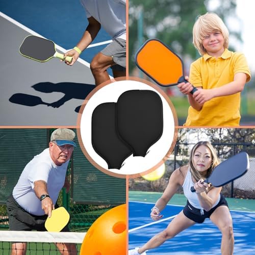 Pickleball Paddle Covers Universal Size Black - Durable Neoprene Storage Bag, 8.6 x 1|2 Inches Zippered Case (Black) P