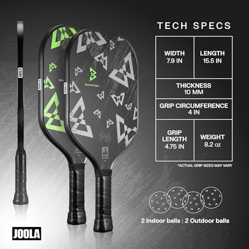 JOOLA Beastmode by Marshawn Lynch Pickleball Paddle Set of Two - Reinforced Fiberglass, Honeycomb Polypropylene Core, Id