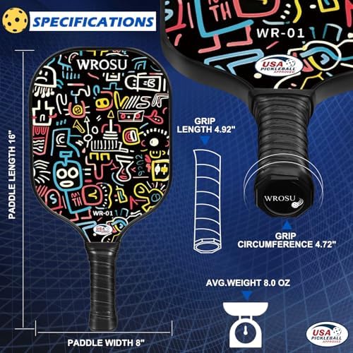 USAPA Approved Carbon Fiber T300 Pickleball Racquet Set for Men, Women, & Kids Light Weight Bag Included