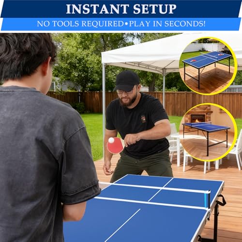5FT Portable Ping Pong Table, Foldable Indoor/Outdoor Game Table for Adults/Teens, Quick Assembly & Easy Setup - Image 2