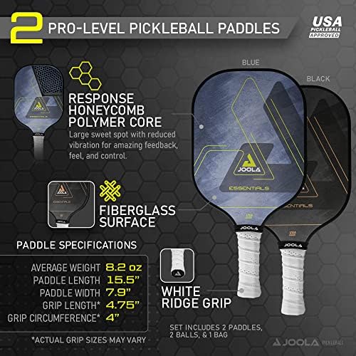 JOOLA Beastmode by Marshawn Lynch Pickleball Paddle Set of Two - Reinforced Fiberglass, Honeycomb Polypropylene Core, Id