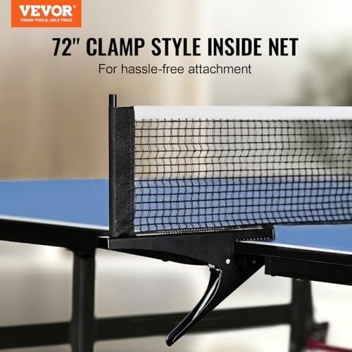 VEVOR Professional Table Tennis Table, Portable MDF Ping Pong Table, Indoor Foldable with Quick Clamp Net, Lockable Whee