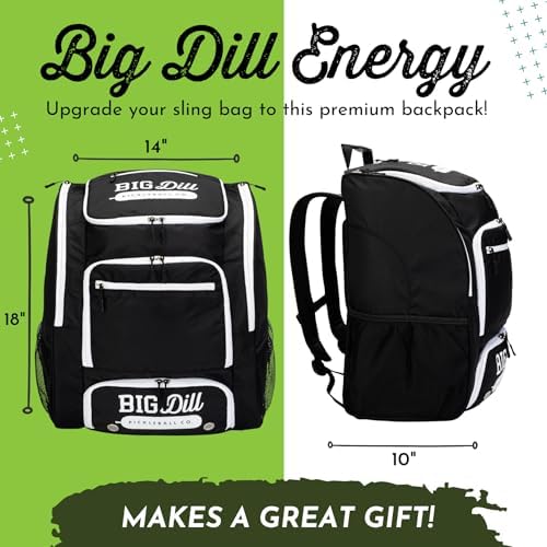 Big Dill Pickleball Backpack for Pickleball Enthusiasts | Large Pickleball Bag with Shoe Compartment for 8+ Paddles & Ac