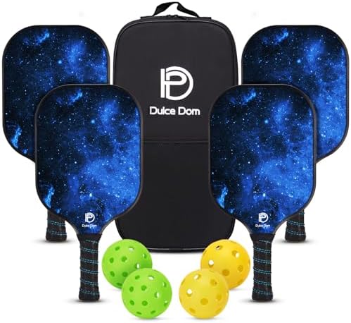 Dulce Dom Pickleball Paddles Set of 4 - USAPA Approved, Fiberglass/Carbon Fiber Pickleball Rackets, Perfect for Beginner