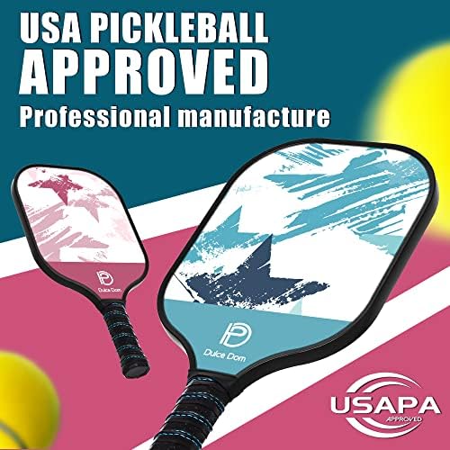 Dulce Dom Pickleball Paddles Set of 4 - USAPA Approved, Fiberglass/Carbon Fiber Pickleball Rackets, Perfect for Beginner