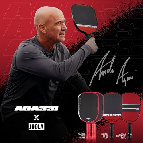 JOOLA Agassi PRO IV Pickleball Paddle - Carbon Fiber Surface Increases Spin & Control - UPA-A Certified - SK Film for Po