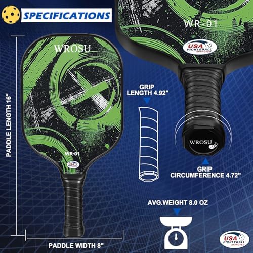 USAPA Approved Carbon Fiber T300 Pickleball Racquet Set for Men, Women, & Kids Light Weight Bag Included