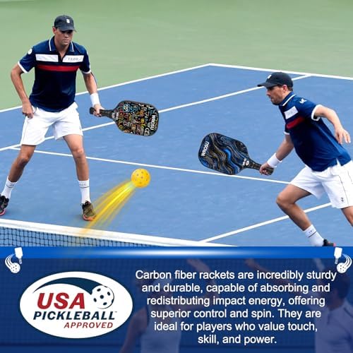 USAPA Approved Carbon Fiber T300 Pickleball Racquet Set for Men, Women, & Kids Light Weight Bag Included