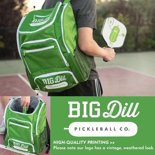 Big Dill Pickleball Backpack for Pickleball Enthusiasts | Large Pickleball Bag with Shoe Compartment for 8+ Paddles & Ac