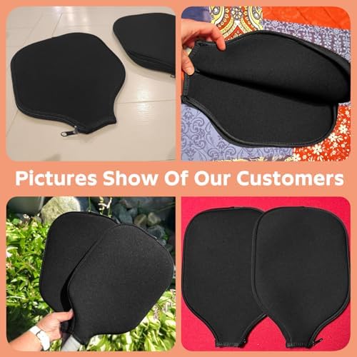Pickleball Paddle Covers Universal Size Black - Durable Neoprene Storage Bag, 8.6 x 1|2 Inches Zippered Case (Black) P
