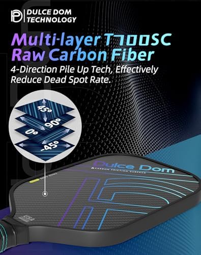 Dulce Dom Pickleball Paddles Set of 4 - USAPA Approved, Fiberglass/Carbon Fiber Pickleball Rackets, Perfect for Beginner
