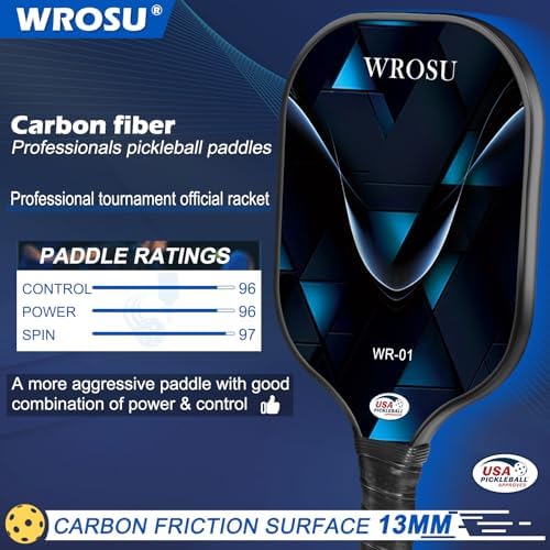 USAPA Approved Carbon Fiber T300 Pickleball Racquet Set for Men, Women, & Kids Light Weight Bag Included