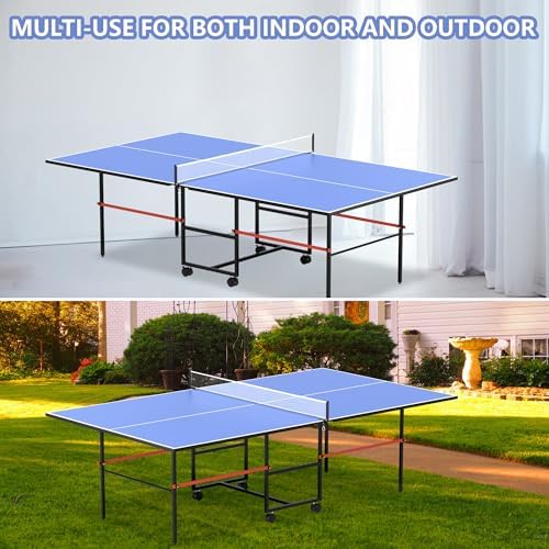 Professional Ping Pong Table for Indoor & Outdoor Games (Mid-Size, Foldable & Portable, Blue, 8FT) Foldable & Portable M