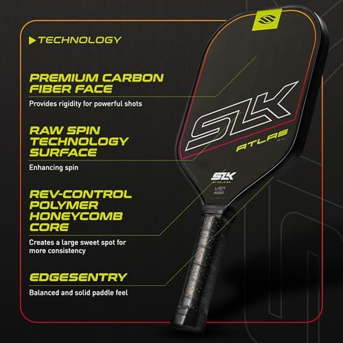 SLK Omega & Atlas Pickleball Paddles | Dual Carbon & Raw Carbon Fiber Face | Powerful Spin & Control for Pickleball Enth