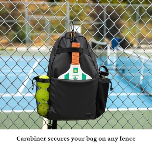 Water-Resistant Slingshot Pickleball Bag for 3 Paddles - Black, 18L | Lightweight Durable Pickleball Bag with Fence Hoo