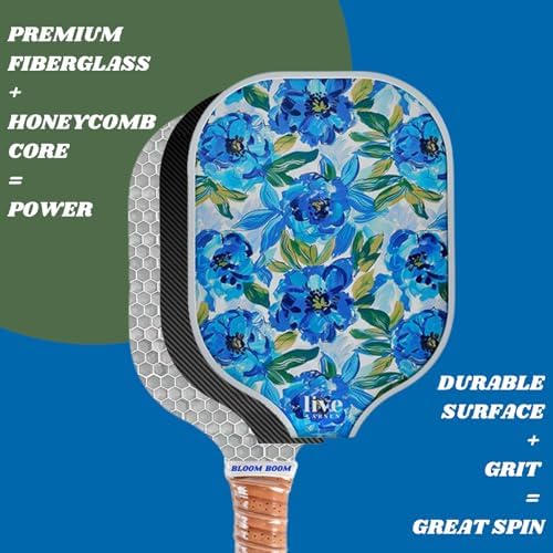 Premium Pickleball Paddle Racket - Durable Fiberglass - Women - Court Achievements - Sweatproof Grip - Free Cover - Uni